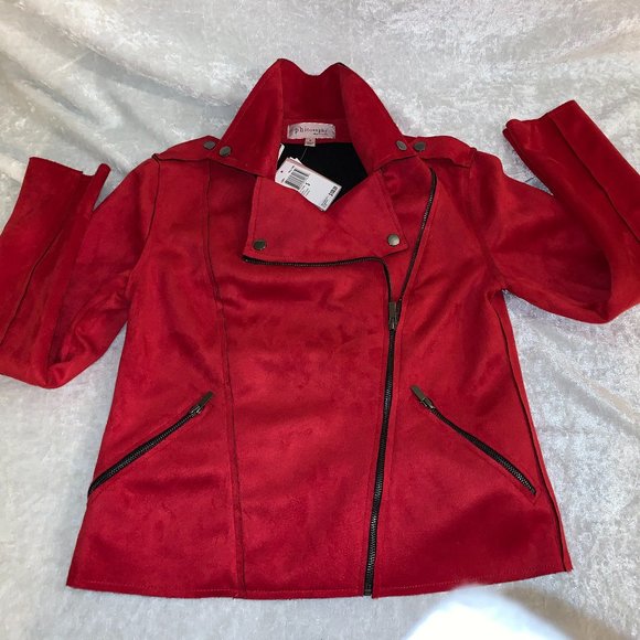 Philosophy Jackets & Blazers - Philosophy Really Red Faux Leather Moto Jacket